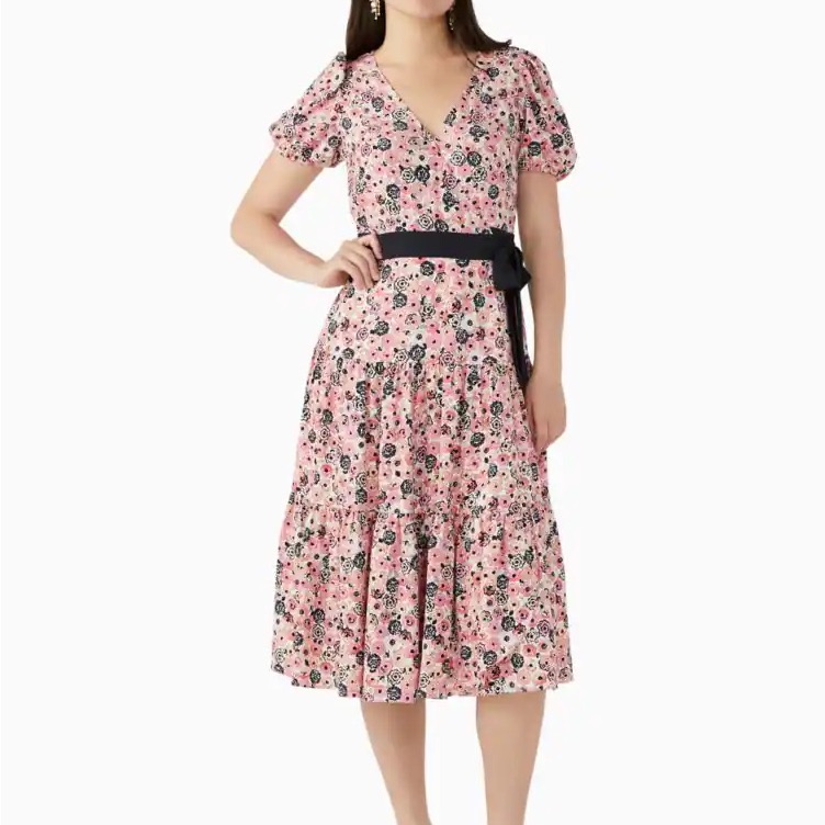 Nwt Kate Spade Rosette Bloom Wrap Dress Size S $379